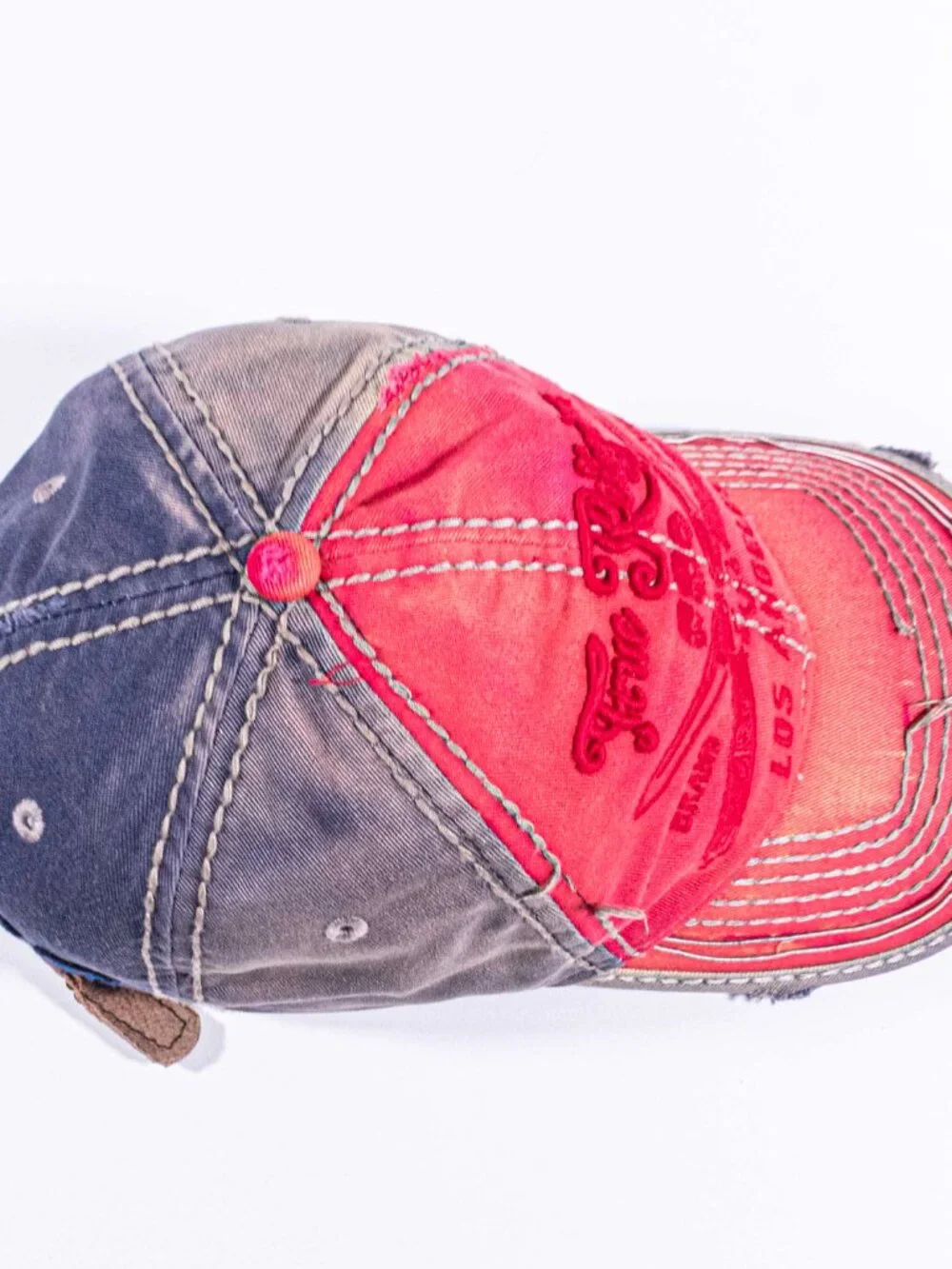 True Religion Jeans Los Angeles Distressed Hat Cap Red Y2K Horseshoe